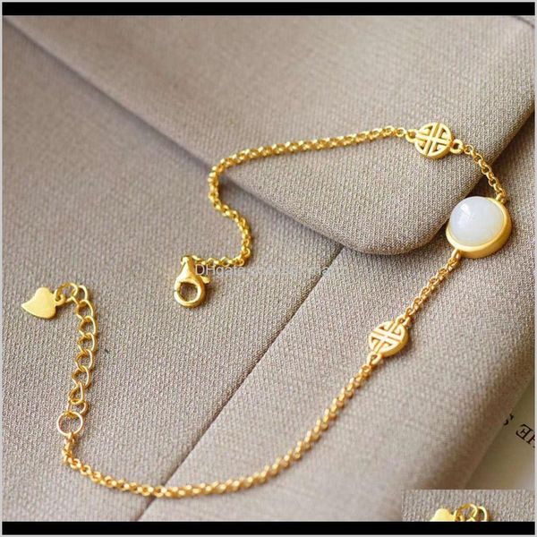

link, chain bracelets jewelry drop delivery 2021 link tanabata valentines day gift gufa gold hetian jade fulin auspicious s925 sier plated w, Black
