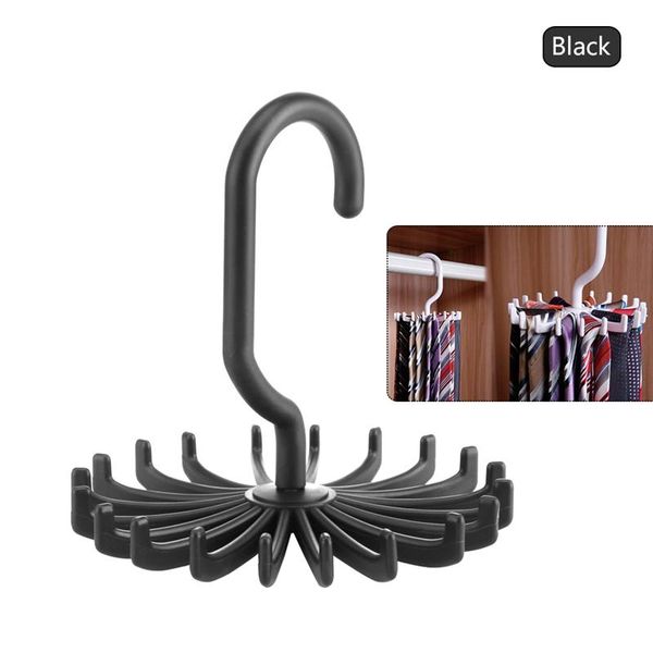 

neck tie holder space saving multifunction 2 pc plastic 20 hooks 360 degree rotating belt rack hanger & rails