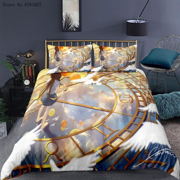 

bedding sets 2/3 pieces clock set merry christmas duvet cover for teen kids bed single  king quilt no sheets