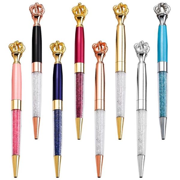 

ballpoint pens 10pcs/lot funky design queen's scepter crown style metal pen with big crystal diamond, Blue;orange
