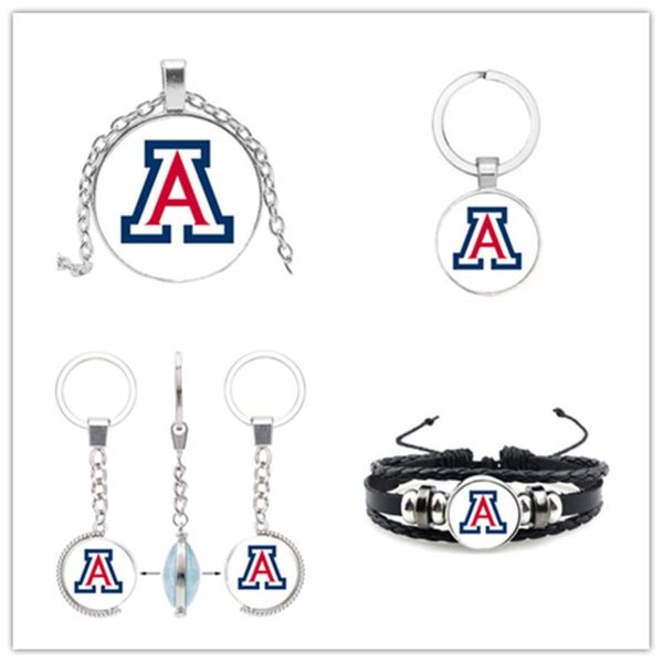 

charm bracelets university sport bracelet football arizona charms wildcats keychains necklace diy jewelry for man woman fans, Golden;silver