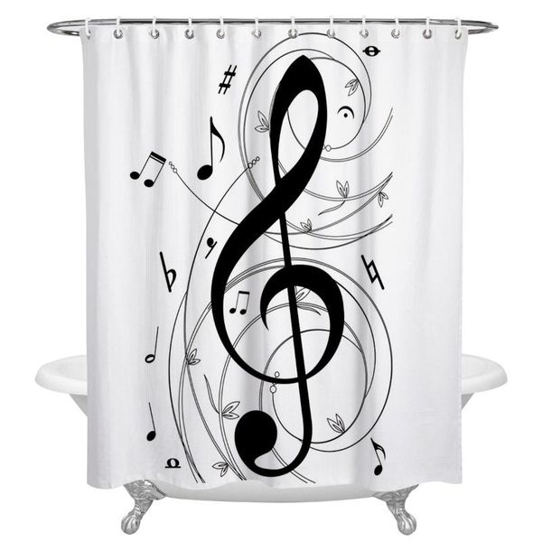 

shower curtains musical note black white curtain decorative waterproof polyester fabric bathroom with hooks home bath decor