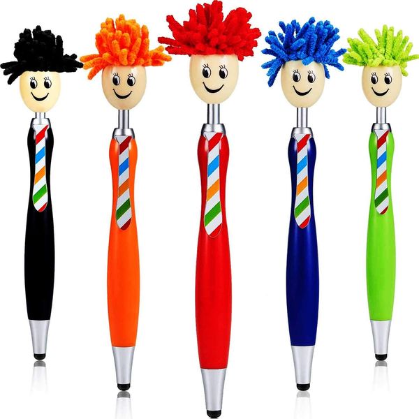 

3 in 1 Ballpoint Pen Black Ink Pens with Stylus Tip Mop Topper Touch Screens for Kids and Adults Writting Supplies WJ110, Mulit