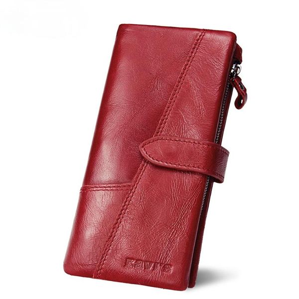 

wallets women's leather wallets, long layer of cowhide, fashion-linked clutches, Red;black