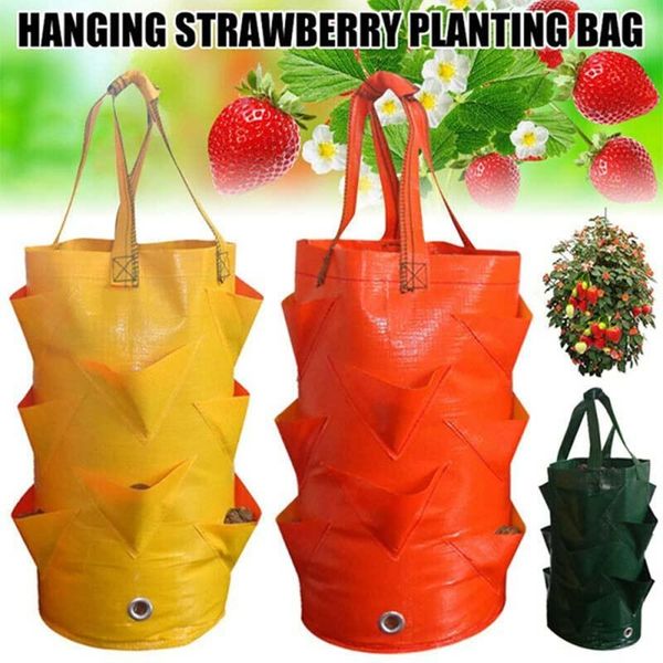 

planters & pots 3 gallon vertical garden pe fabric strawberry planter grow bag vegetable planting tools gardening wall hanging flower