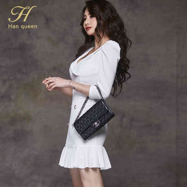

dresses 2021 korean spring office lady party pencil white double-breasted ruffle sheath bodycon es, Black;gray