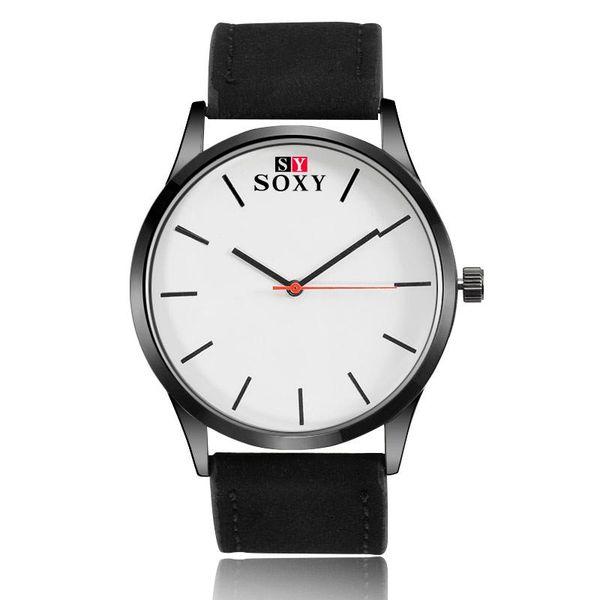 

wristwatches soxy watch men fashion men's sport leather male clock reloj hombre montre homme, Slivery;brown