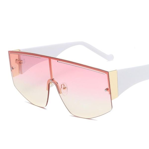 

sunglasses 2021 fashion one-piece big frame women high street trend men driving glasses, White;black