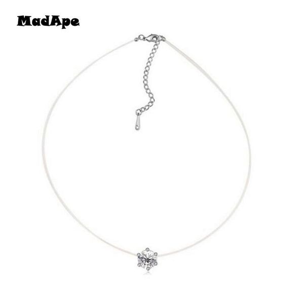 

pendant necklaces madape single zircon necklace 3 color sz stainless steel link chain for women fashion jewelry girl, Silver