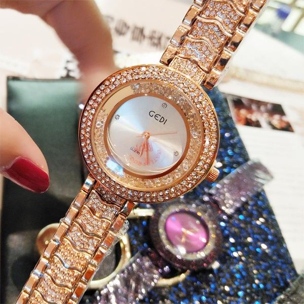 

wristwatches hole sale fairy ladies women wrist watch stainless steel with glass chinese flat round waterproof movement, Slivery;brown