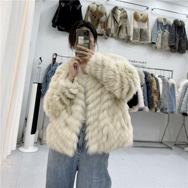 

women's fur & faux 100% real coats jackets ladies fashion braided genuine natural outwear winter warm clothes solid color, Black