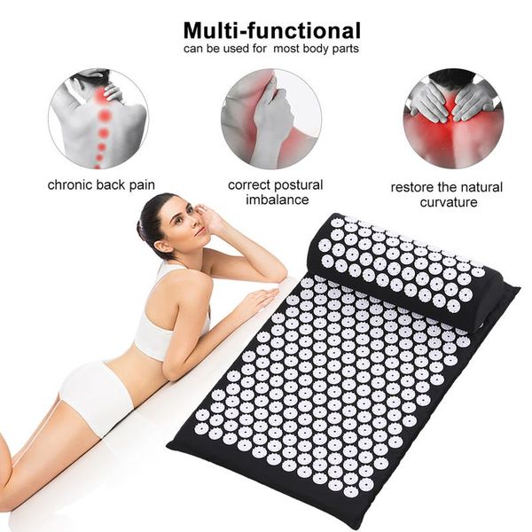 

acupressure set mat and pillow pain relief therapy muscle back neck relaxation electric massagers