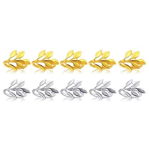

10-piece set, leaf napkin ring, bridal ring glossy holder decoration vintage christmas(silver and gold) rings