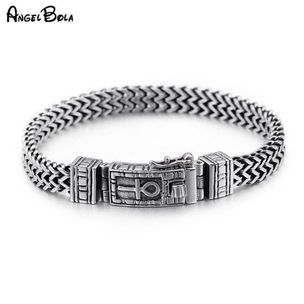 

fashion egypt ankh symbol of life charm bracelet luxury jewelry stainless steel mesh wholesale bracelets, Golden;silver