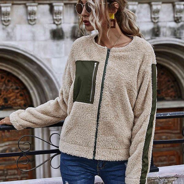 

women's hoodies & sweatshirts autumn winter design fashion streetwear hoddies for teens zip apricot up hairy crewneck sweatshirt pocket, Black