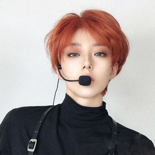 

synthetic wigs ailiade christmas short men boys girl orange red wig for daily heat resistant party anime cosplay costume, Black
