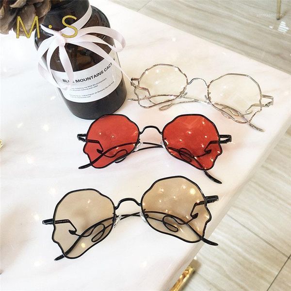 

sunglasses 2021 women rimless round eyewear gradient brown pink sun glasses for female gift brand designer uv400, White;black