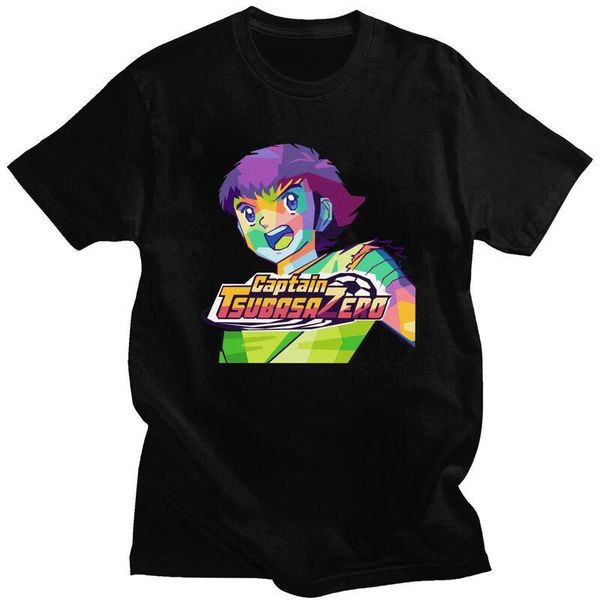 

men's t-shirts captain tsubasa tshirt men short sleeved casual t shirt urban soccer anime t-shirt slim fit cotton tee merchand, White;black