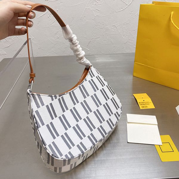 

street style women's shoulder bag classic letter print designer bag cloth+leather material flat hand purse half a month