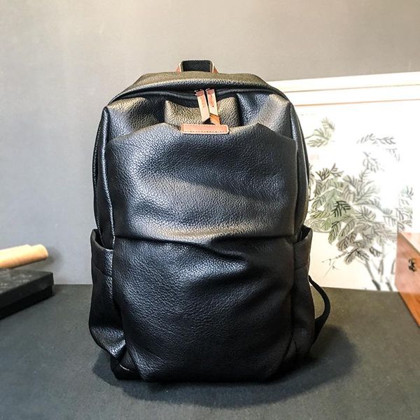 

backpack vintage men teenager school book bag casual large capacity pu leather travel man backbag mochila bolsa