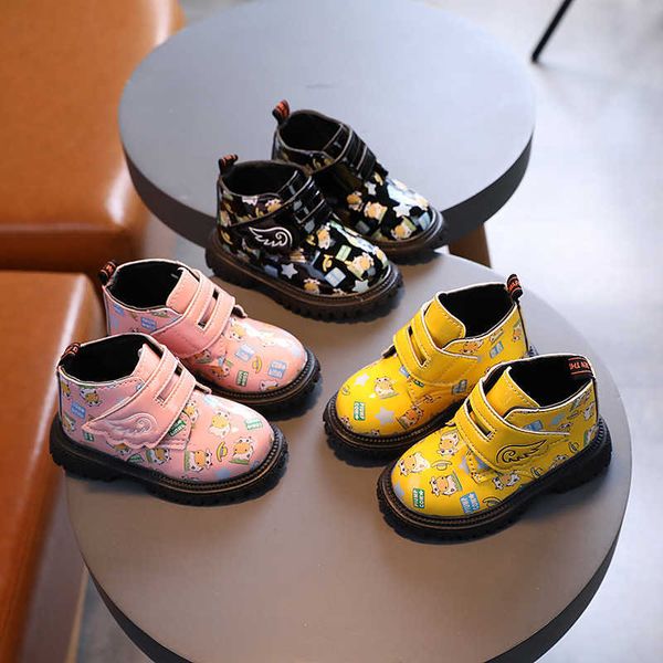 

2021 new kids shoes kids boys girls shoes snow boots cute cows non-slip rubber sole casual children's shoes short boots g1025, Black;red