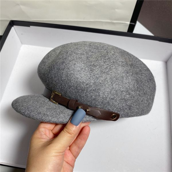 

women's winter women's wool hat high end british leather buckle navy painter hat puu2, Yellow