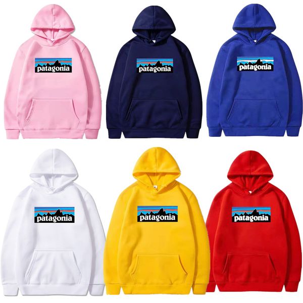 

brand patagonia printed plush thickened men's and women's hoodie s-xxxl, Black