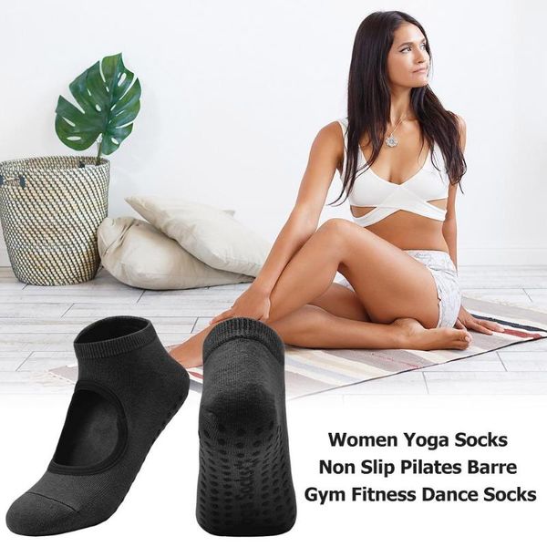 

sports socks durable finely processed non slip breathable anti-friction women yoga for pilates barre gym fitness, Black