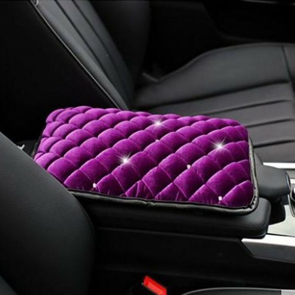 

steering wheel covers leather/sponge seat box cover console 1pc car center for suv truck pad 30*21cm