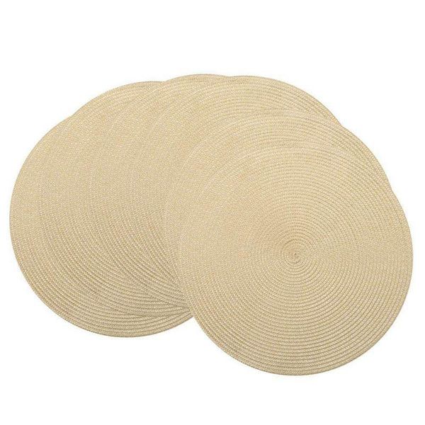 

mats & pads indoor outdoor round woven placemat, set of 6 perfect for fall, dinner parties, bbqs, christmas parties and everyday use 15 in