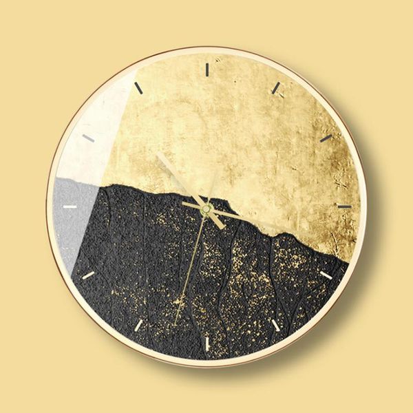 

wall clocks 12 inch gold clock modern minimalist round metal mute quartz home decorate for living room