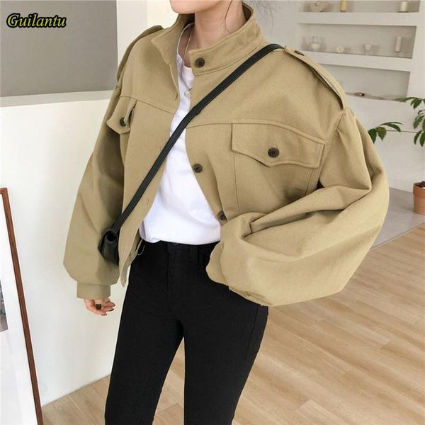 

women's jackets spring autumn cotton jacket women overcoat single breasted plus size casual short coat female harajuku streetwear coats, Black;brown