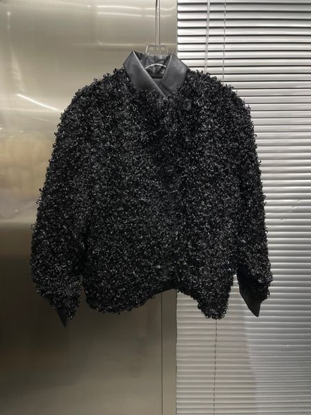 

2021 autumn and winter new lamb wool patchwork coat, Black