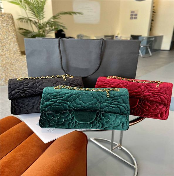 

designer autumn and winter velvet solid color shoulder bag luxury