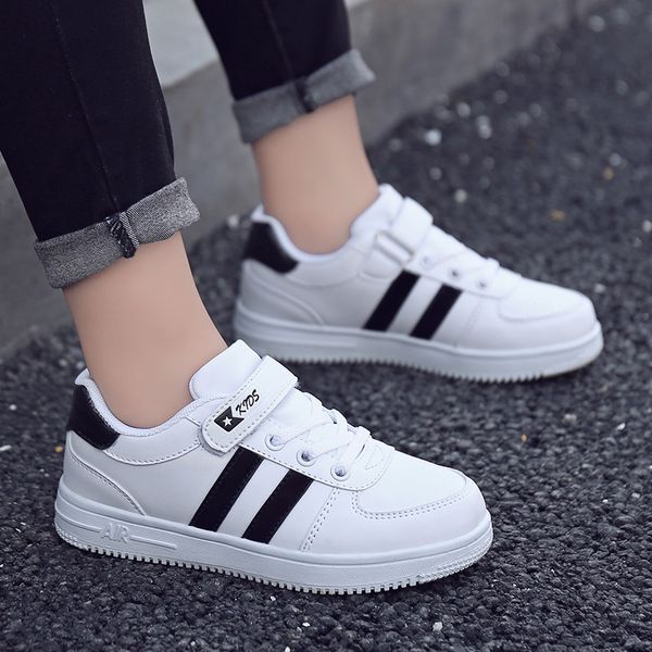 

boys non-slip fashion sneakers children casual shoes boys child flats kids shoes rubber girls students walking shoe white, Black;red