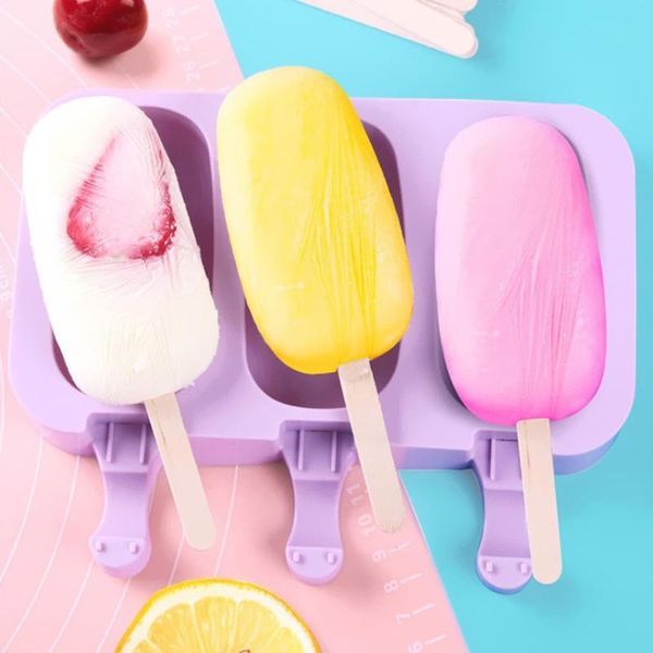 

baking moulds silicone ice cream mold diy homemade cartoon maker popsicle molds with cover 50 wooden sticks for home kitchen tools