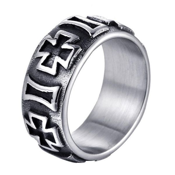

wedding rings punk man ring black titanium male jewelry zinc alloy cross for men skull, Slivery;golden