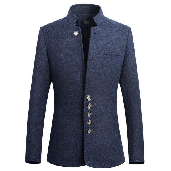 

men's suits & blazers modern pure color coat stand skin-friendly anti-static smooth collar ultra-soft polyester business blazer for, White;black