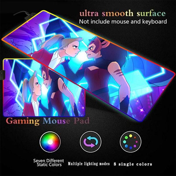 

mouse pads & wrist rests led light mousepad rgb keyboard cover desk-mat colorful surface pad waterproof multi-size anime computer gamer for