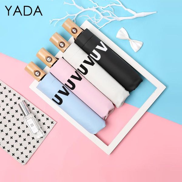 

umbrellas yada business uv automatic umbrella wooden handle parasol sunny&rainy for women men windproof big ys200242
