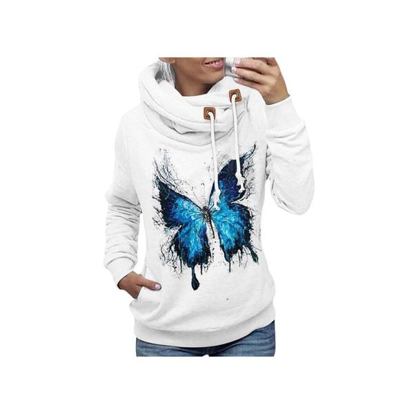 

women's hoodies & sweatshirts women leisure comfy loose butterfly printed winter warm hooded long sleeve sweatshirt jumper, Black