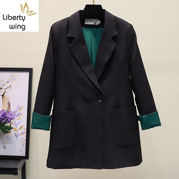 

women's suits & blazers fashion solid color women blazer spring elegant office long sleeve suit jacket double breasted lapel casual sho, White;black