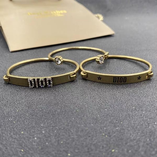 

special offer 2021 luxury designer jewelry / jiafu bag letter inlaid diamond three piece bracelet ring net red opening bracelet female, Black