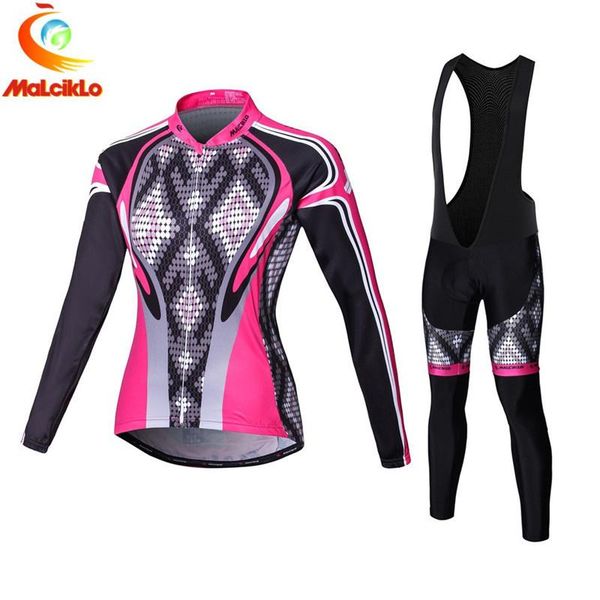 

racing sets malciklo 2021 women cycling jerseys long sleeve clothing autumn bicycle ropa ciclismo maillot, Black;blue