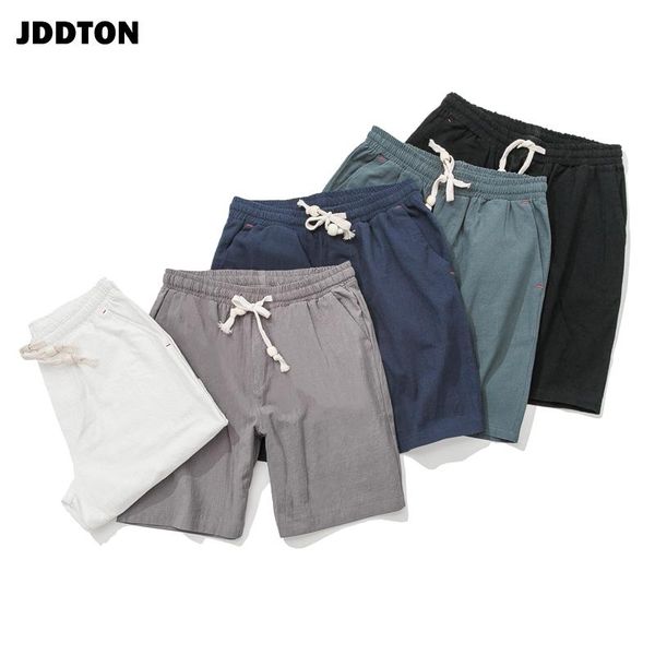 

men's shorts jddton summer cotton linen soild casual loose comfortable drawstring soft short breathable male streetwear je101, White;black