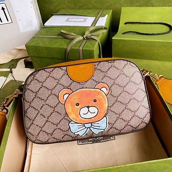 

women fashion cross body men messenger camera bag luxurys designers bags boy girl luxury shoulder handbag with teddy bear pattern retro