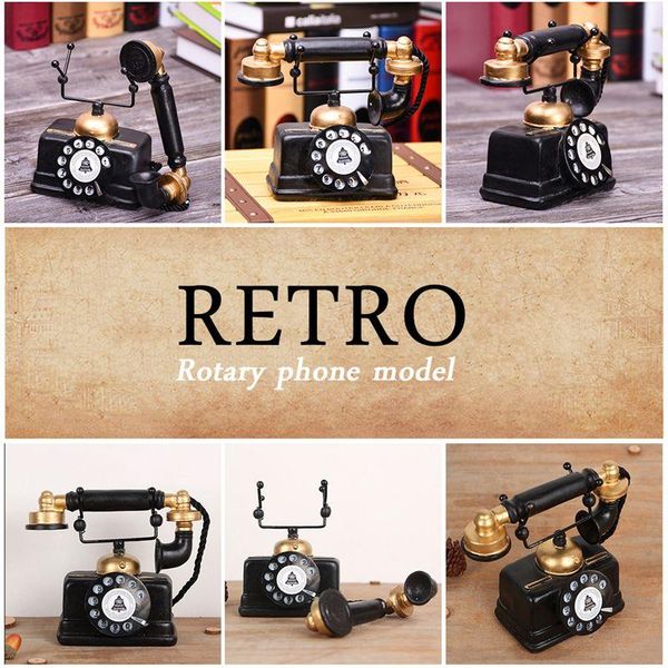 

decorative objects & figurines industrial loft retro rotary phone model crafts decoration shop cafe living room showcase shoot props