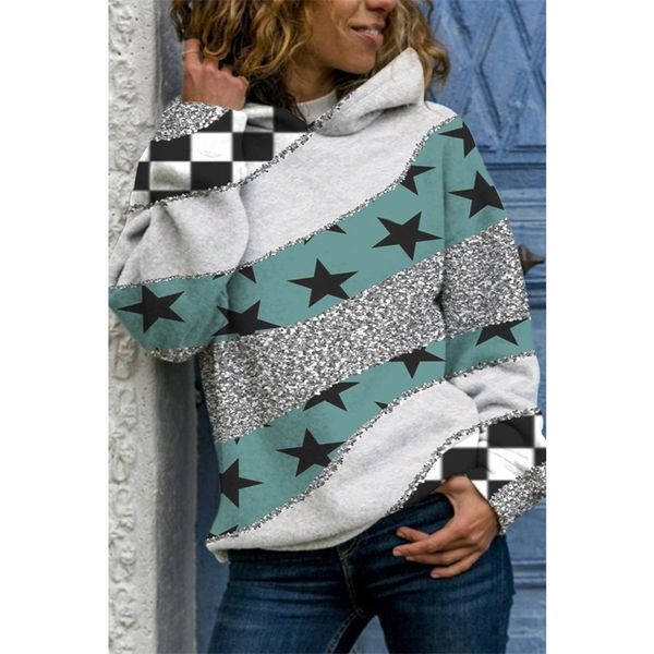 

2021 autumn winter women's loose print cartoon long sleeve hooded sweater, Black