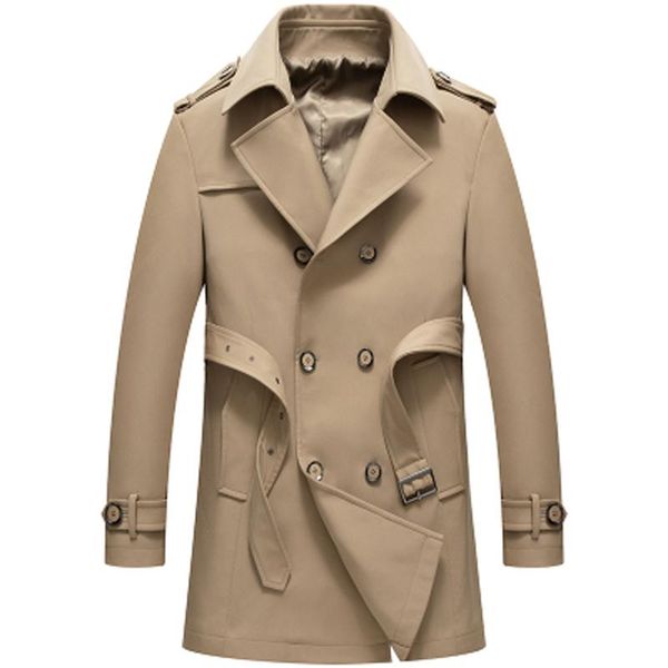 

men's trench coats 2021 spring good quality coat masculino longo, Tan;black