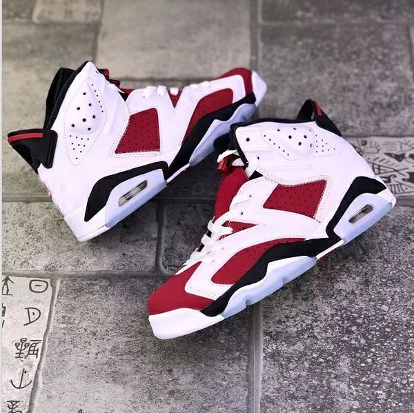 

6s carmine mens basketball shoes white black red 6 jumpman men trainers sports sneakers us 5.5~12 ct8529-106